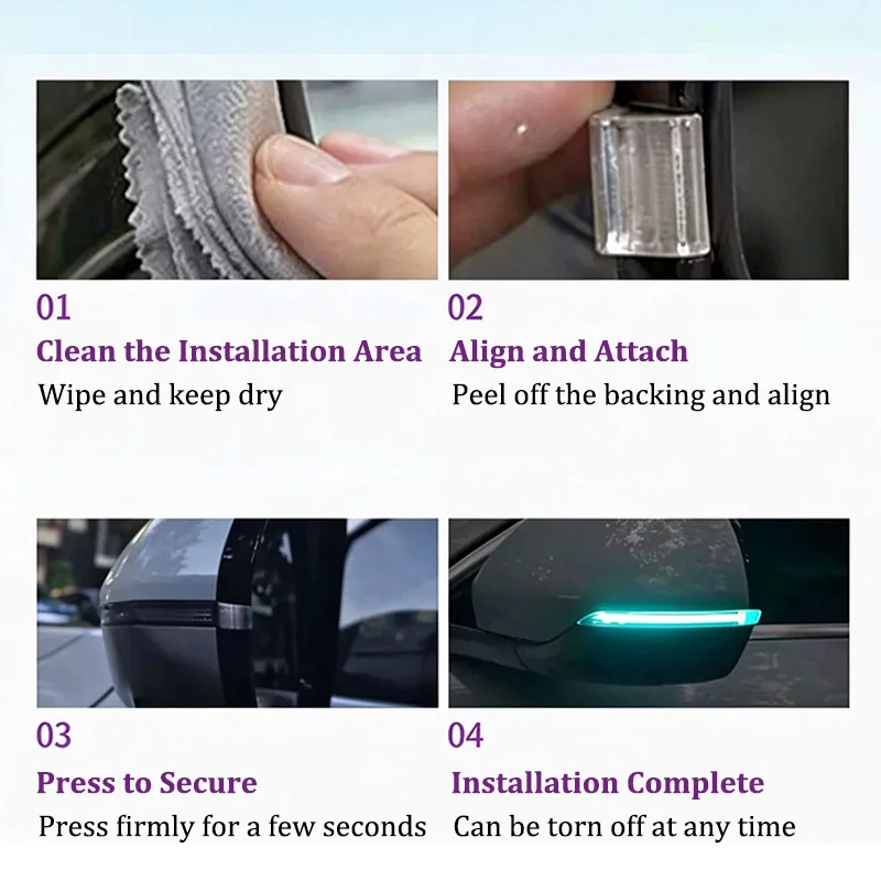 2/4Pcs Rearview Mirror Turn Signal Light Guide Block Light Crystal Light Guide for Car Side Mirror Driving Decor Accessories