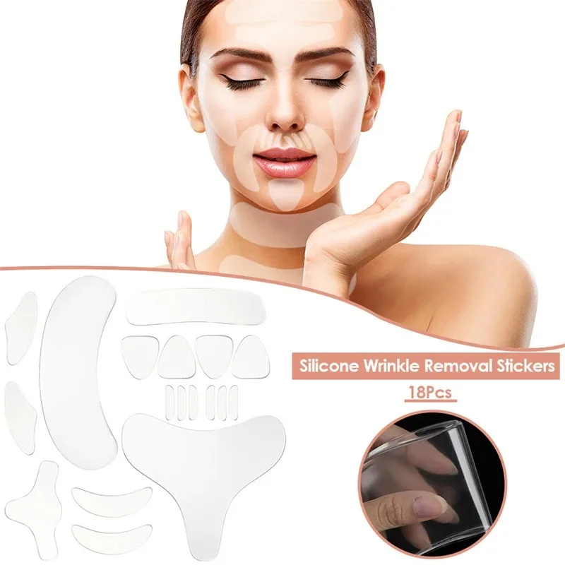 16pcs Reusable Silicone Patches Anti Rimpel Pads Silicone Wrinkle Removal Sticker Face Forehead Neck Eye Sticker Skin Care Patch