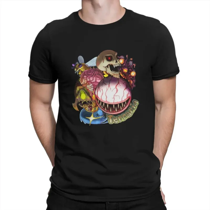 Men T-shirt art funny pure cotton tee shirt short sleeve Terraria T shirt crew neck clothes summer