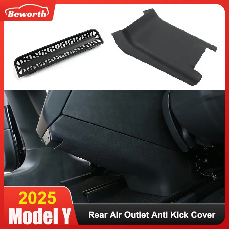 Für Tesla Modell Y Juniper 2025 Armlehne Zurück Hinten Air Vent Outlet Anti-kick Board Kick Panel Trim Schutz Abdeckung auto Zubehör