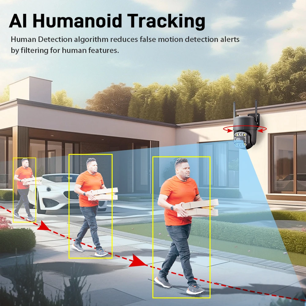 5MP PTZ güvenlik IP kamera insan algılama otomatik izleme 2.4Gzh WIFI gözetim kameraları için açık kablosuz güvenlik koruma