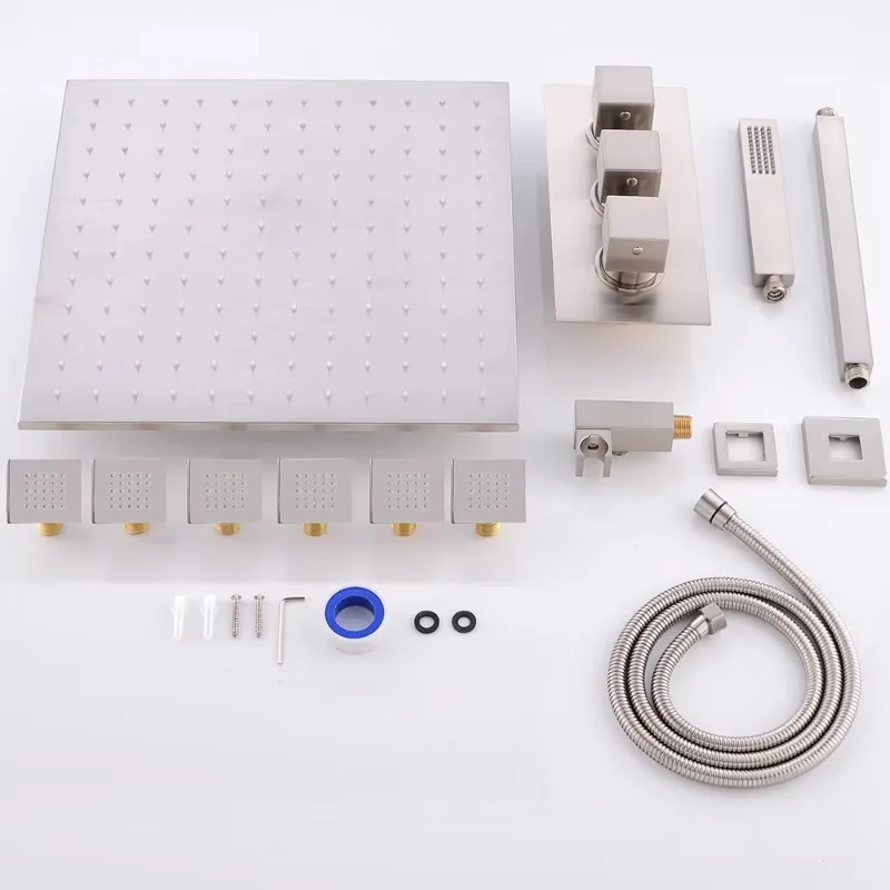 Système de douche thermostatique, système de douche à Diode électroluminescente, robinet de douche de salle de bains avec ensemble de mélangeur à Jet corporel et curseur