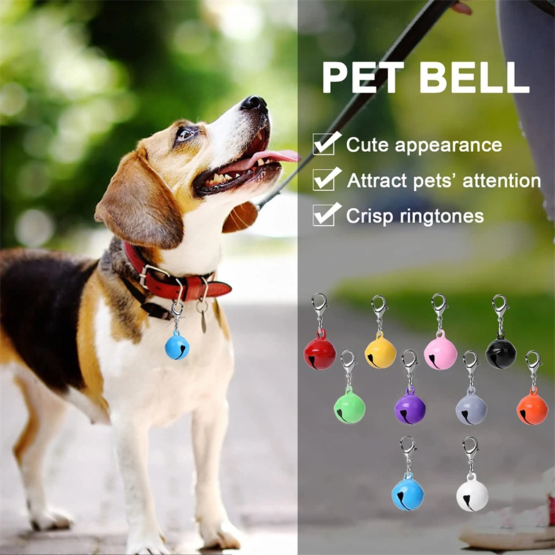 10PCS Pet Collar Hanging Bell Decor Lobster Clasp Keychain Colorful Bell DIY Pet Collar Decoration Multi-function Accessories