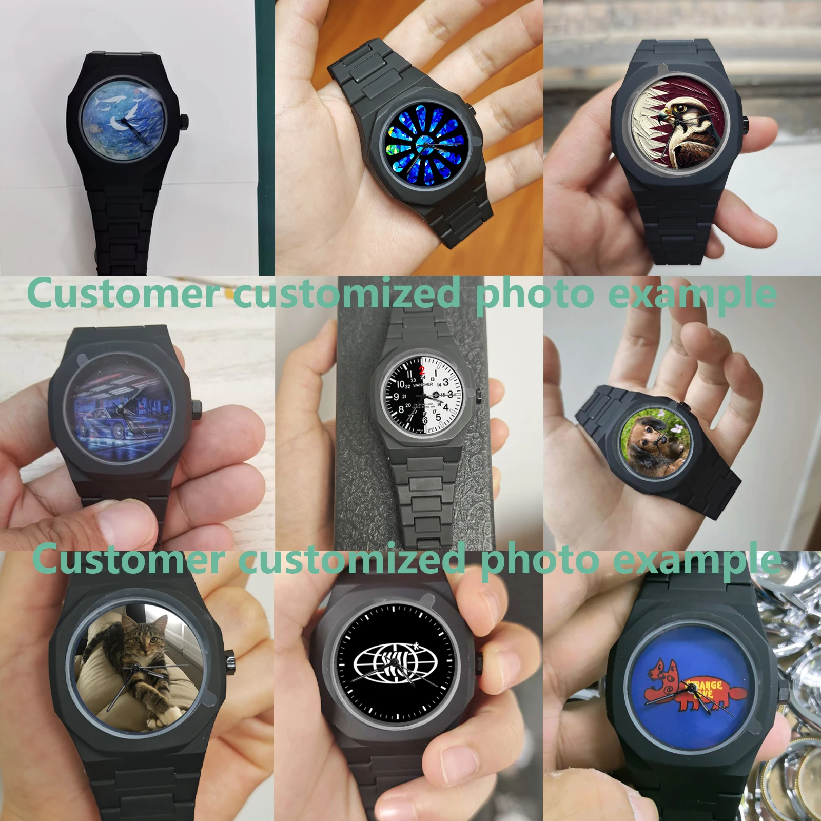 Custom Watch for Men PC Case Personalized Image Minimalist Black Watch Customization Fashion Casual Quartz Wristwatch