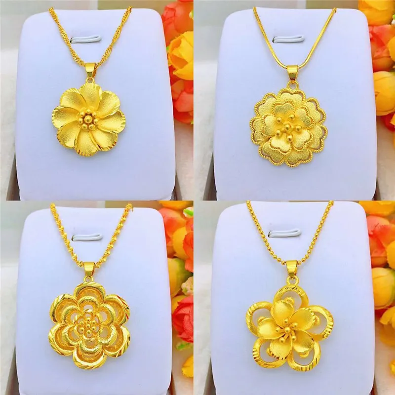 

24K Gold AU999 New Flower Women's Pendant - 3D Petal Hollow Design, Luxury Romantic High-End, Daily Chic Sweet Full Vibe