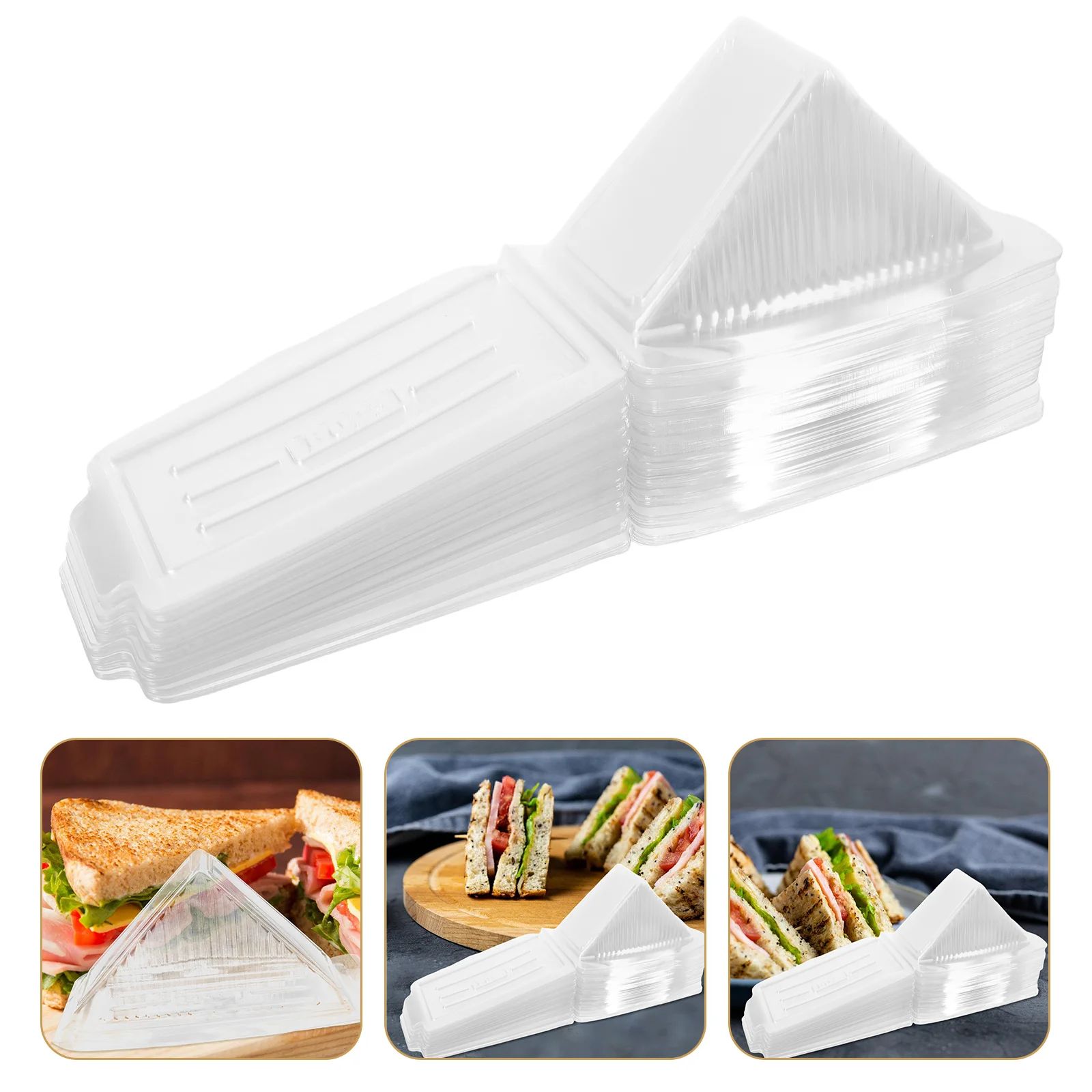 

100Pcs Sandwich Box Clear Plastic Triangle Food Container for Wedding Birthday Party Cake Decorative Sandwich Packing