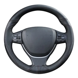 Car Steering Wheel Cover Soft Genuine Leather Anti-wear Steering Wheel Cover 100% Cowhide Braid With Needles Thread