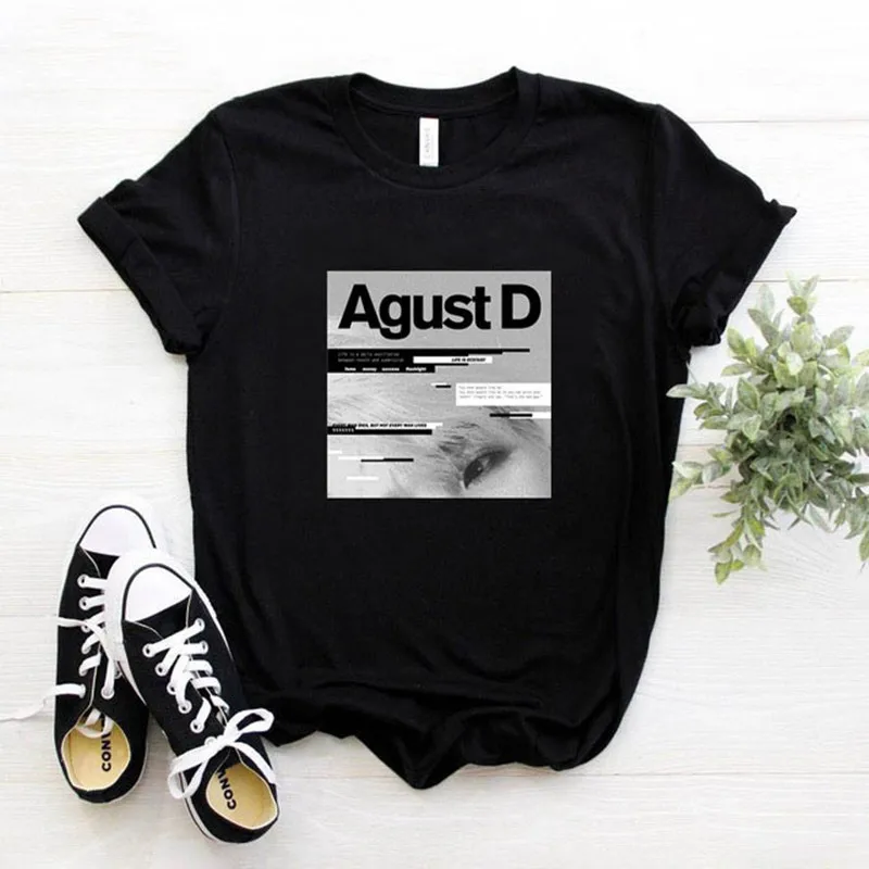 Nova versão coreana de KPOP Agust D impresso camiseta D-2 álbum unissex camiseta Yoongi camisa roupas adolescentes legal