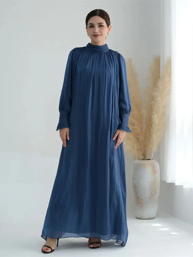 Ramadan Eid Satin Abaya Turkey Islam Arabic Muslim Fashion Long Dress African Dresses For Women Robe Musulmane Femme Vestidos