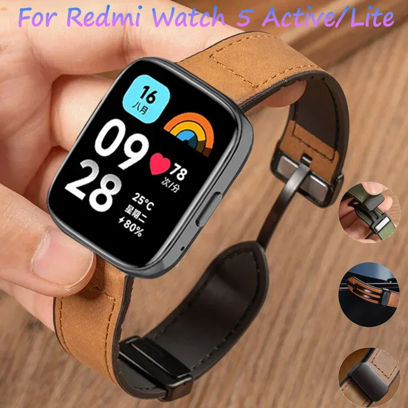 22 mm Leder-Magnetarmband für Redmi Watch 5 Active 5 Lite, Silikonarmband für Redmi Watch 3 Active 3 Lite Correa-Zubehör