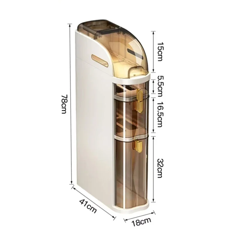 Keuken Plastic Opbergrek 18cm Smalle Kast Opbergplank Laden Kast Badkamer Organizer met Transparant deksel