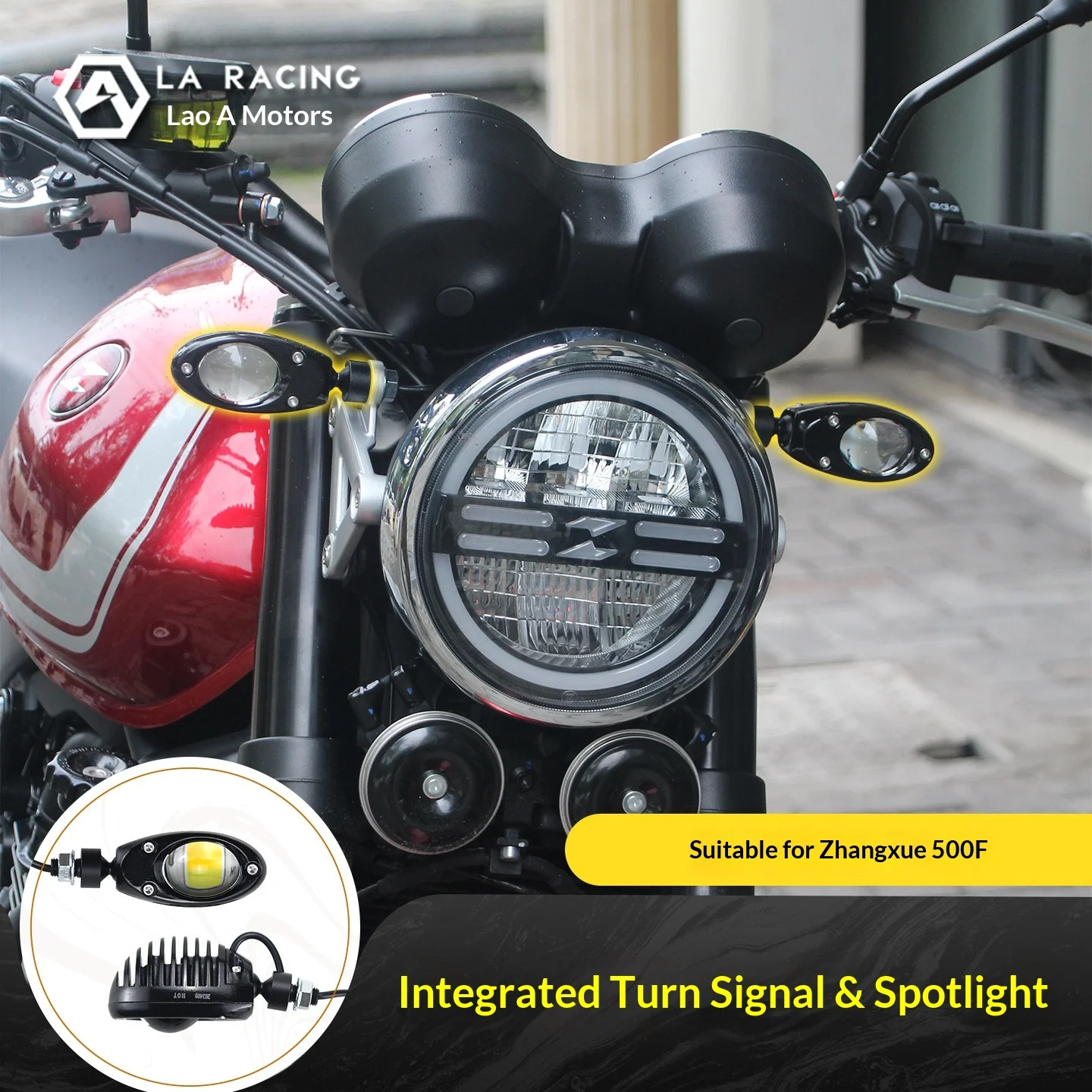 【Premium】For ZXMOTO 500F motorcycle modification spotlight, hidden auxiliary light, and turn signal integrated design