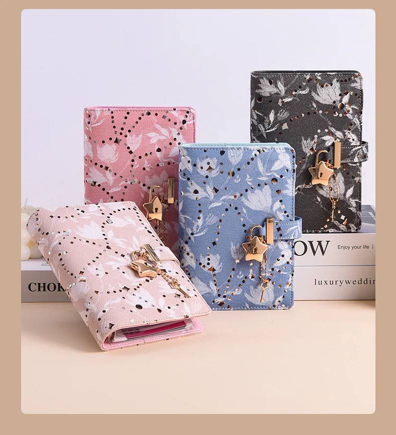 A6 Star Lock Macaron Color Notebook with Loose-leaf Pages Inner PagesFull Set of Storage Bags, Ie Office Stationery