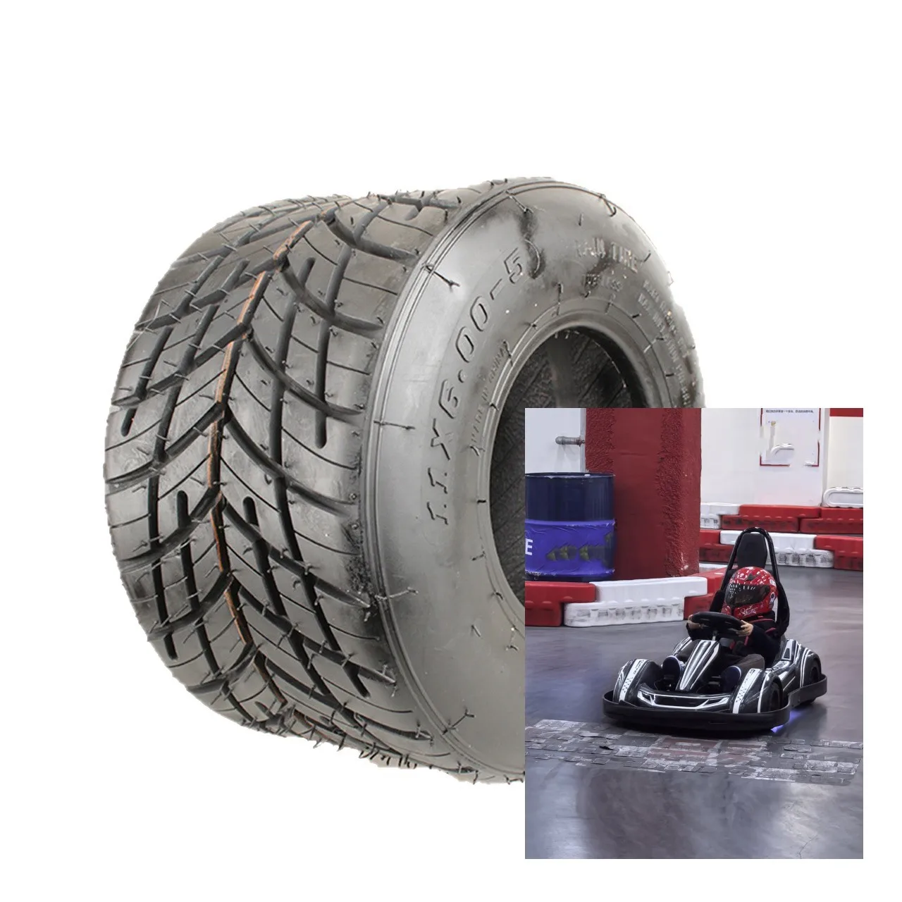 

Off Road Kart Tire Running Set Vacuum Outer Tire 11x7.10-5 Drift Tire Long-lasting Performance Outer Non-slip Tread