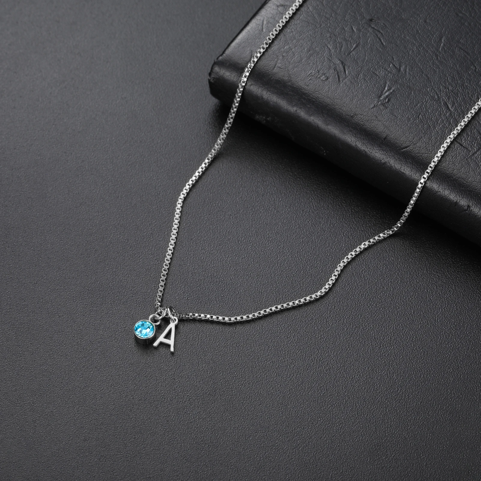 Lemegeton Custom Letter Necklace with Birthstone Personalized Name Initials Charm Jewelry Couple Zircon Pendant Birthday Gifts