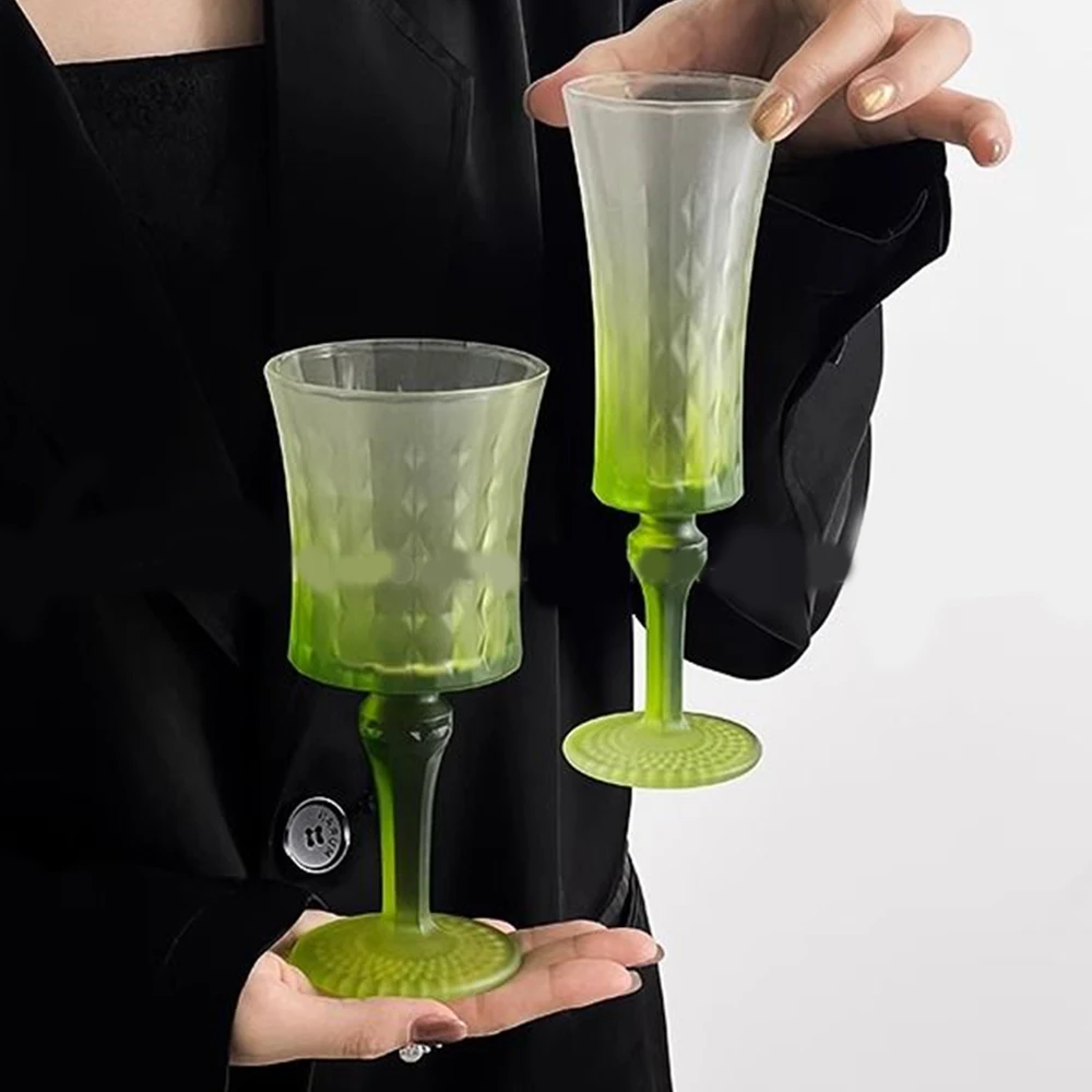 (Can Engrave Logo) 150/160/250ML Frosted Crystal Glass, Green Goblet, Whiskey Cup, Banquet Red Wine Glass, Champagne Cup