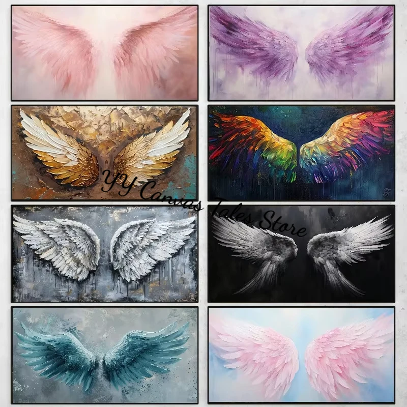 1 Stück rahmenloses Leinwandgemälde, abstraktes Engelsflügel-Poster, farbenfrohes, wunderschönes Flügel-Leinwandgemälde, modernes Wandkunstbild für L