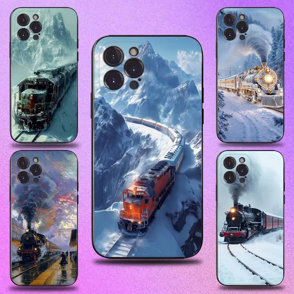 

Classic Steam Train Railway Phone Case For iPhone 17,16,15,14,13,12,11,Pro,Max,Plus,E,SE4,Air,Mini Black Soft Cover