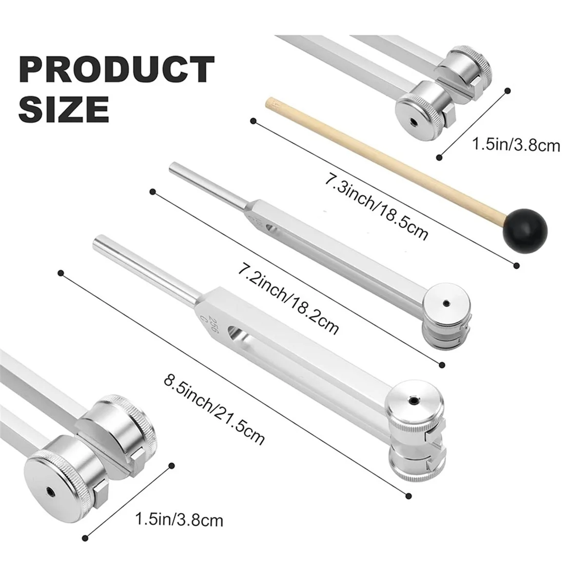 Set diapason 128 Hz 256 Hz diapason curativo in lega di alluminio con martello in Silicone