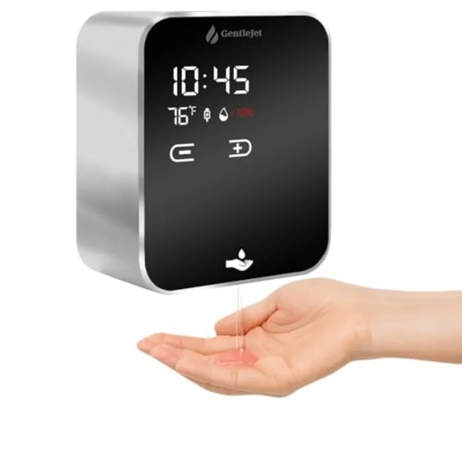 

Wall Mount Touchless Liquid Soap Dispenser with Motion Sensor for Bathroom Kitchen Aluminum Alloy Body Silver Color Digital LED