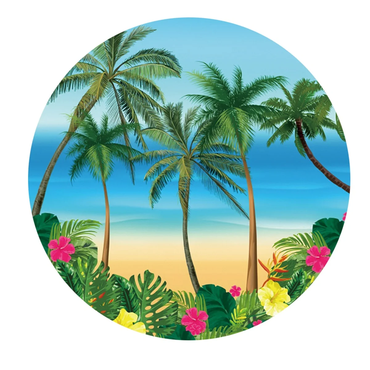 100cm Diameter Hawaiian Skateboarding Beach Party Supplies Round Curtain Background Cloth Photo Photography Props, A