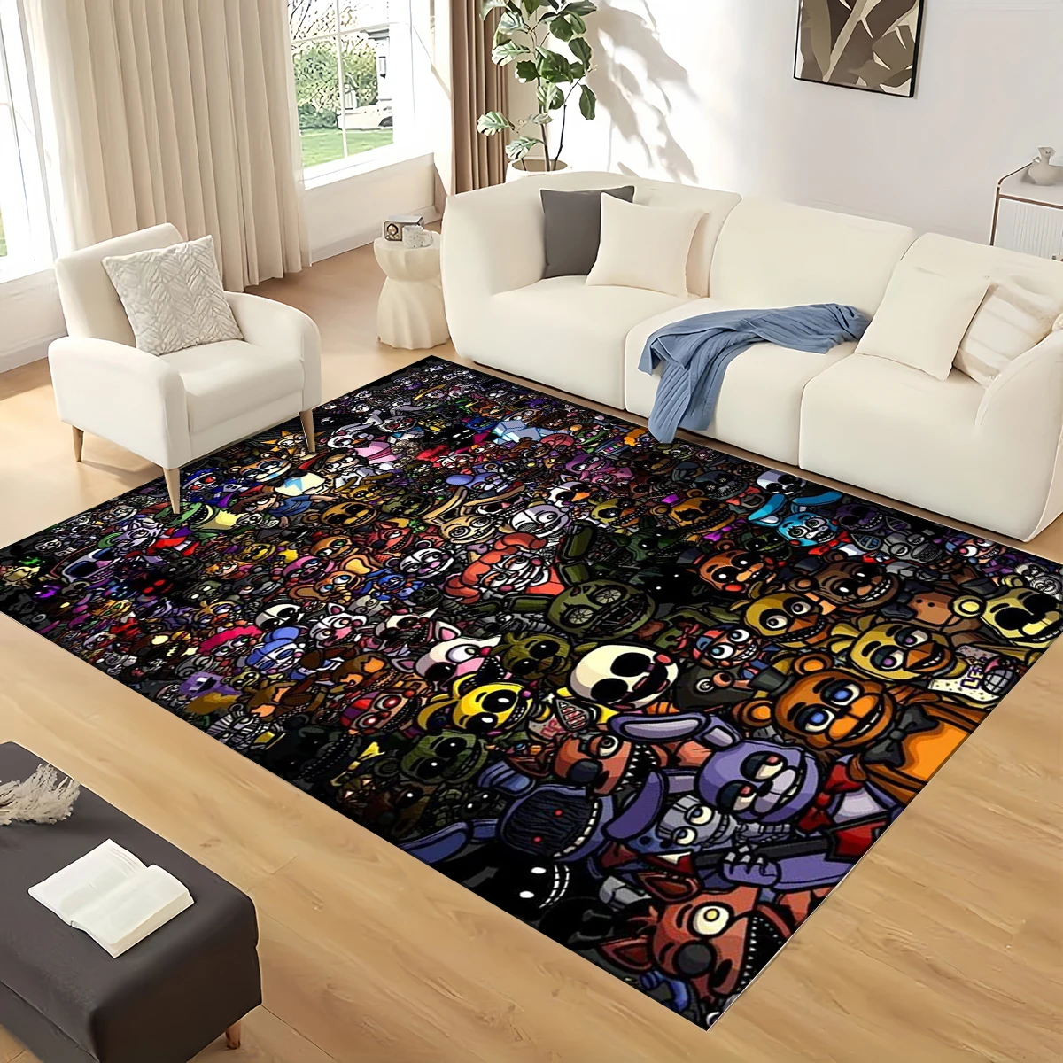 3D Cartoon F-FNAF Survival Horror Game Large Carpet – Non-Slip Soft Floor Mat for Game Room, Bedroom,Dorm,Halloween & Gift