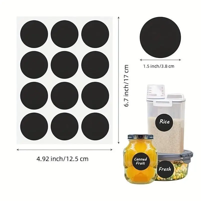 120Pcs/10 Sheets Reusable Round Chalkboard Labels in, Perfect for Jars Spices and Craft Rooms, 10 Sheets Easy to Use