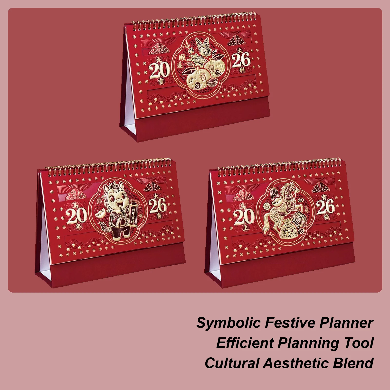 

2026 Horse Year Calendar New Year Vertical Flipping Calendar 12 Month Table Calendar Lunar New Year Desktop Monthly Calendar