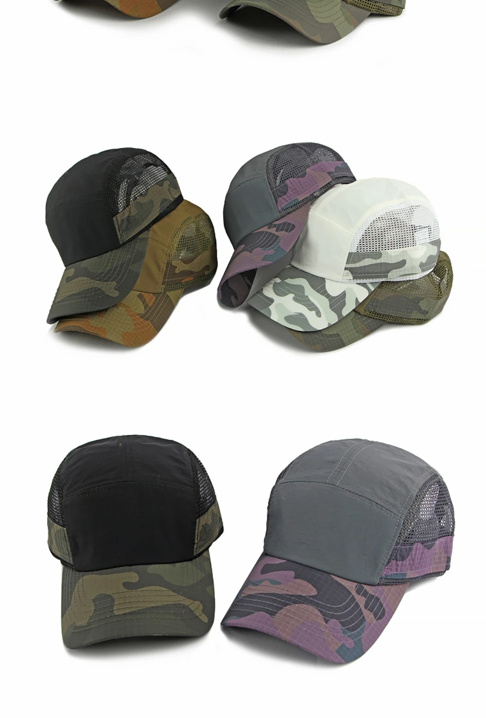 HT5089 Neue Frühling-Sommer Baseballkappe für Männer und Frauen Tarnmuster Sonnenkappen Unisex 6-Panel Baseballmütze Verstellbare Snapback-Kappe – Detail 3