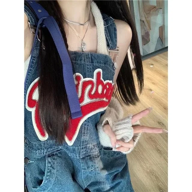 Tute blu royal incrociate Elegante Combinaison Oneshoulder Mezzo schienale Colori Spalle pieghettate Maxi Boyfriend Texture