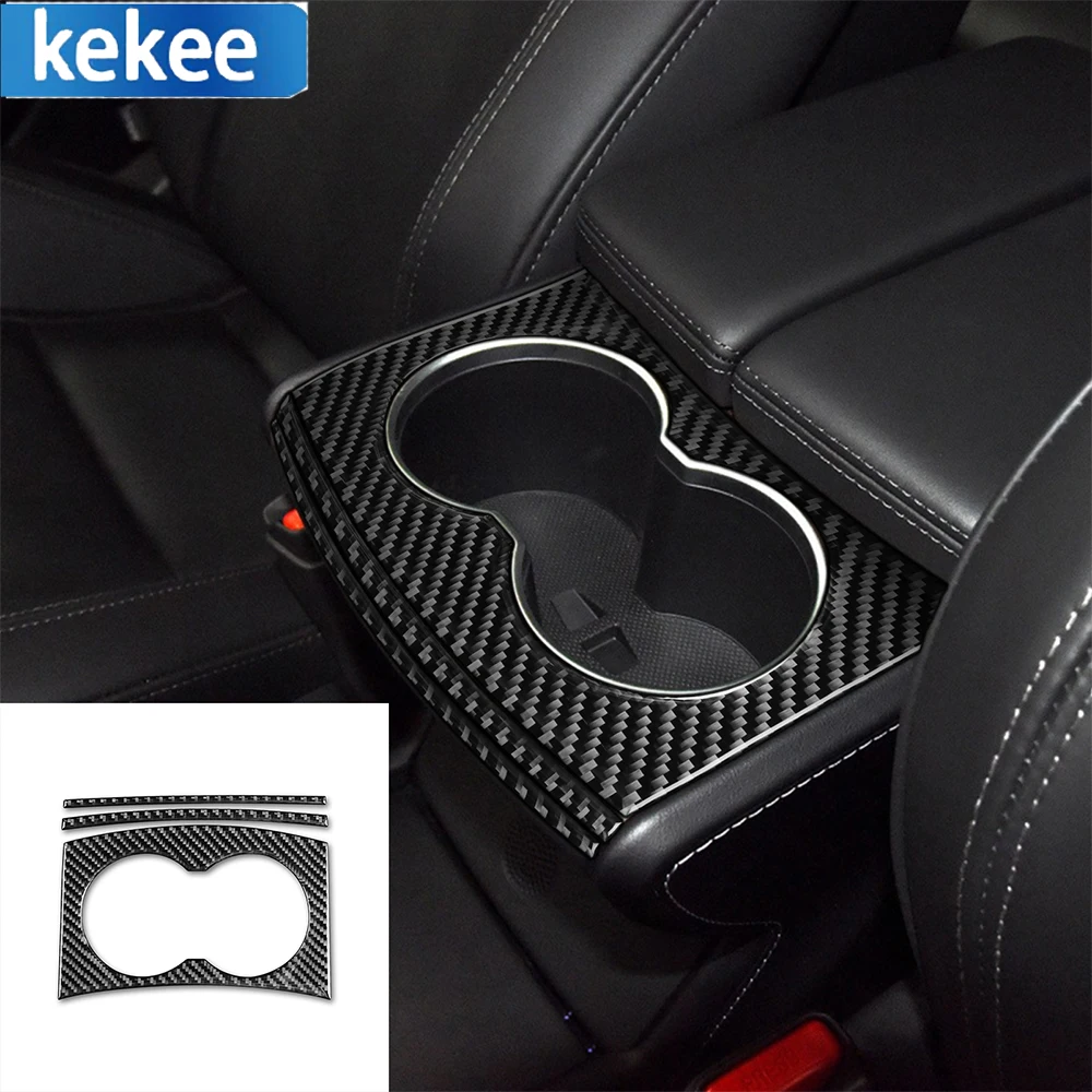 For Tesla Model X S 2012-2020 Real Carbon Fiber Car Cup Holder Panel Trim Cover Decoration Sticker Auto Interio Accessories