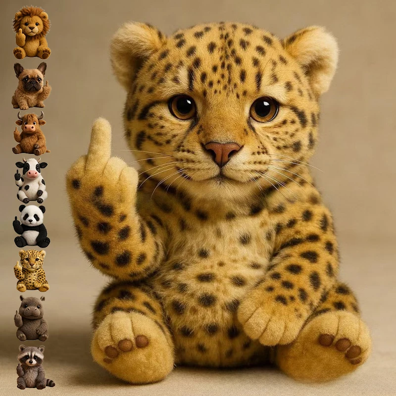 Novelty Plush Animal with Middle Finger Accent as Mood Props Desk Decor.
