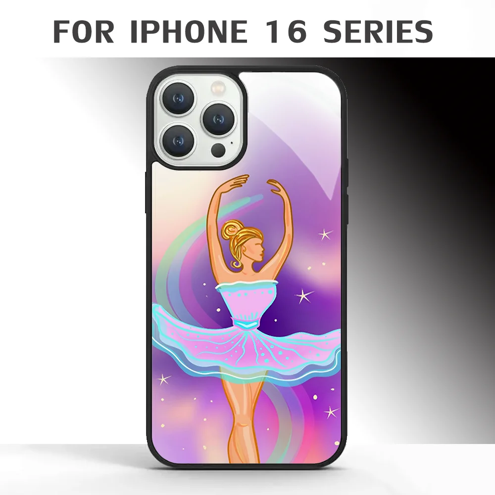 Exquisite Delicate Ballerina Phone Case For IPhone 16 16pro 16plus 16promax Pro Plus Max Mirror Acrylic PC TPU Cover