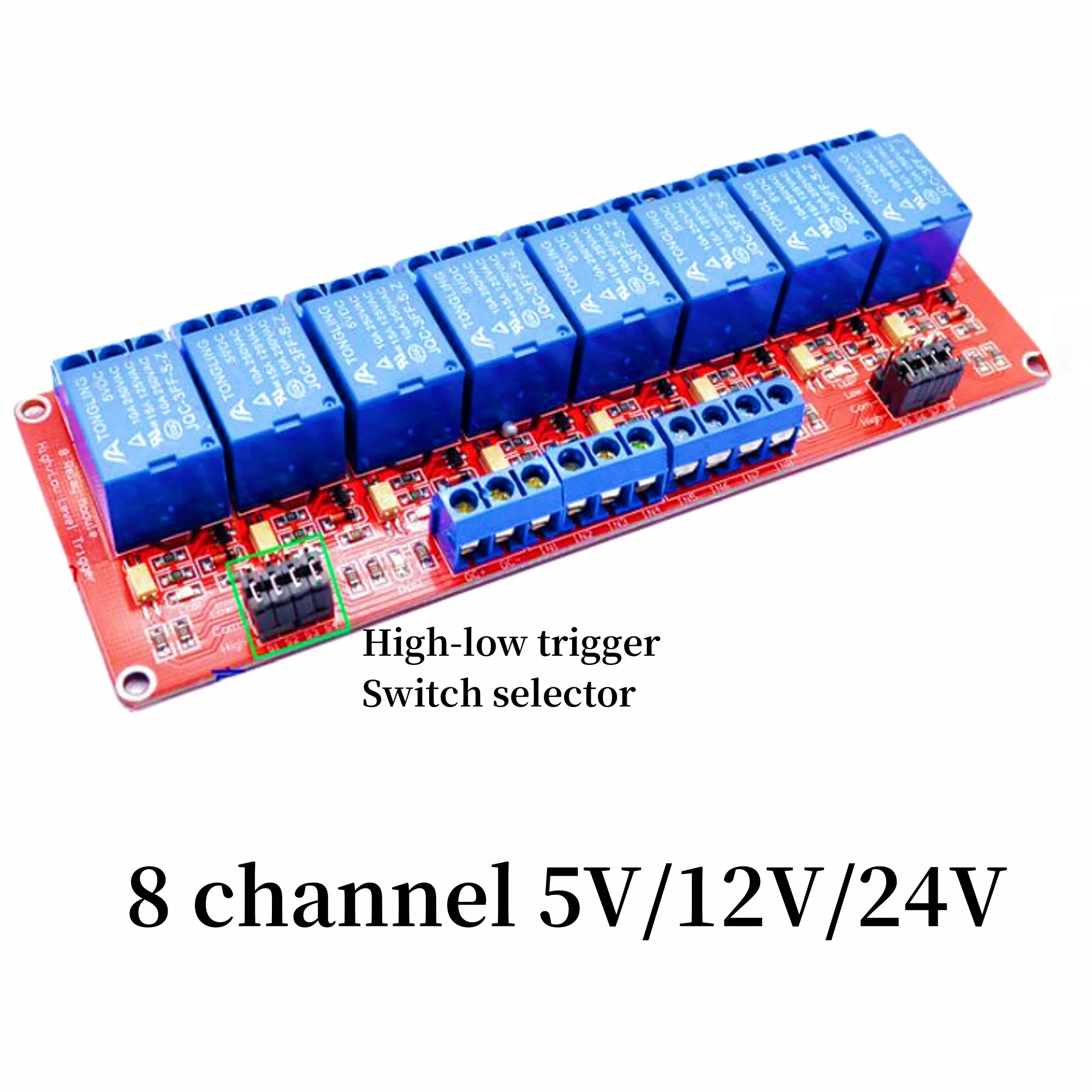 Imagem -05 - Módulo de Relé com Suporte de Isolamento Optoacoplador para Nível Alto e Baixo Placa de Expansão Trigger 5v 12v 24v