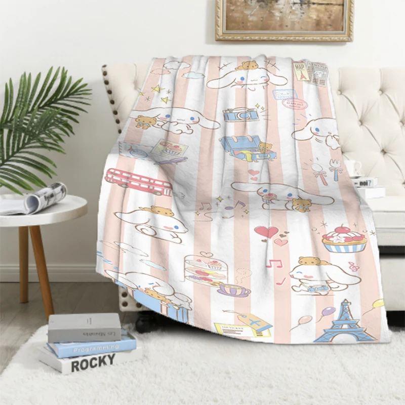 Sanrio Plush Kids Blanket Soft Fluffy Hello Kitty C-Cinnamoroll Cartoon Warm Throw Microfiber Bedding Throwing Plaid Blankets