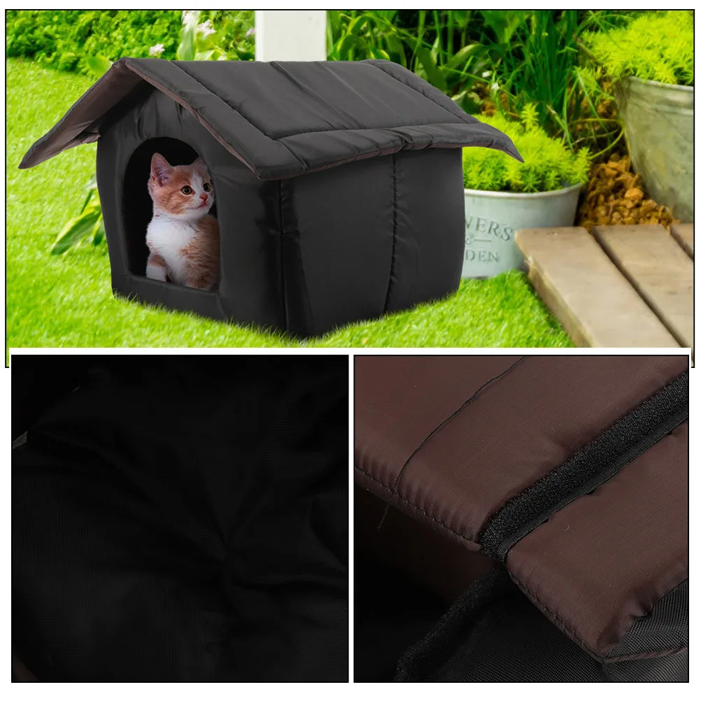 Wodoodporny domek dla kota na zewnątrz, odporny na warunki atmosferyczne, schronienie dla zwierząt, mała budka dla psa, przytulna jaskinia, ciepłe legowisko dla zwierząt, domek dla kota, budka dla psa na zewnątrz.