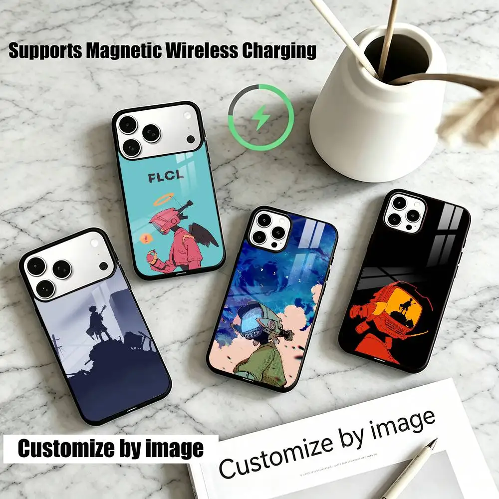 

Fooly C-Cooly Cyber Love FLCL Anime Phone Case For IPhone17,16,15,14,13,12, Plus,Pro Compatible With Magnetic Wireless Charging