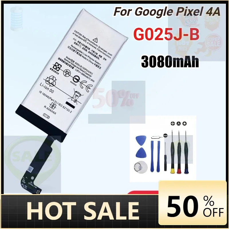 SWZY 3080mAh G025J-B Replacement Battery for Google Pixel 4A Pixel4A 4G High Quality Mobile Phone Batteries Bateria 3.87v