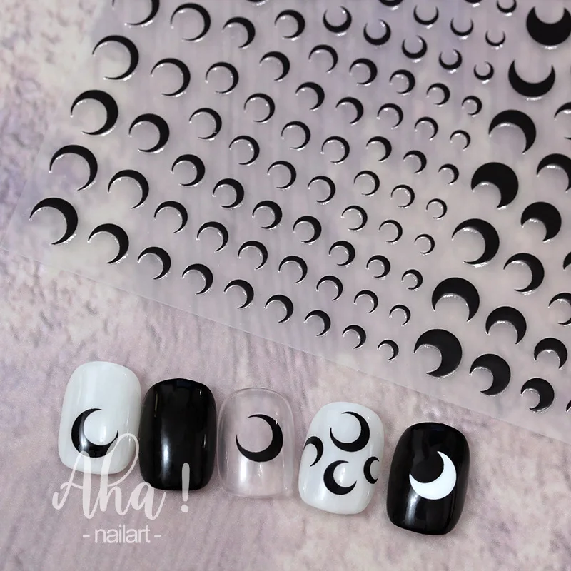 1pcs 3D Japanese Kawaii Moon Design Nail Art Stickers Punk Cool Styles Self Adhesive Transfer Nail Decorations Slider Decals DIY