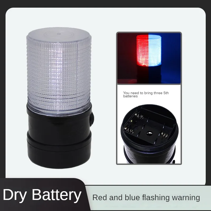 Dry Cell Warning Light Magnet Ceiling Traffic Safety Night Controlled Construction Site Red Blue Flashing LED Strobe Signal Lamp