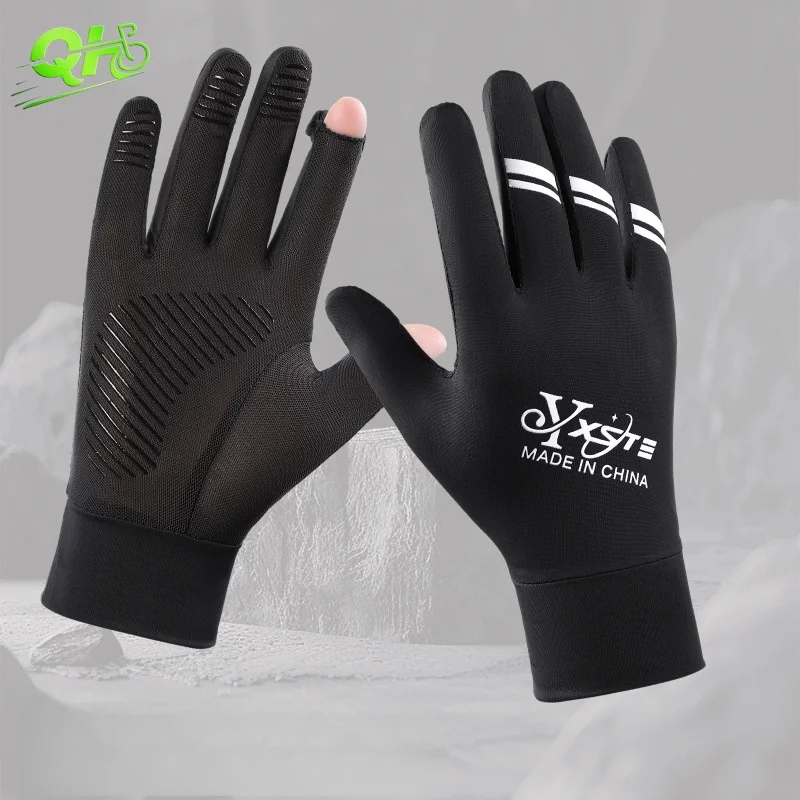 

Мотоциклетные велосипедные перчатки, электрический велосипед для грязи, солнцезащитный крем, дышащая сетчатая ткань из ледяного шелка, сенсорный экран, guantes hombre, два пальца