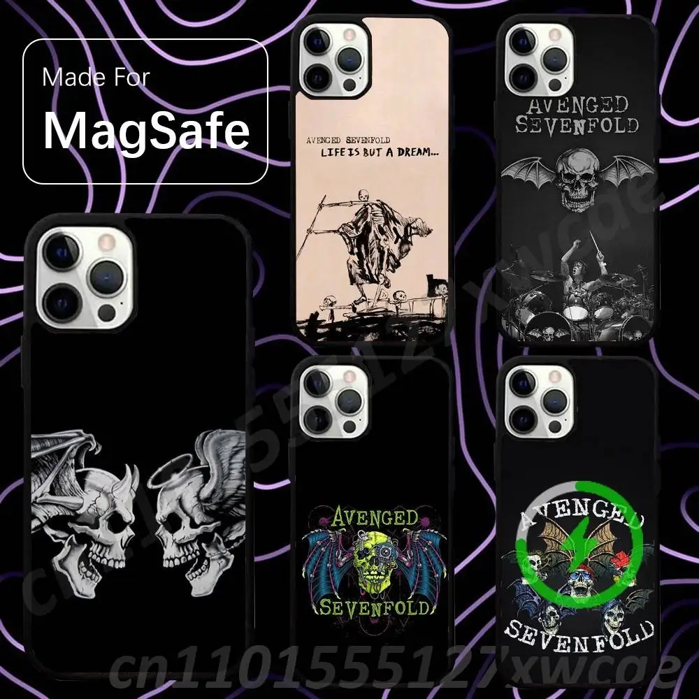 A-AvengedS Sevenfold A7X For Magsafe Wireless Charger Case For iPhone 15,16,17,13,14,11,12,Pro,Max,Plus,E,Air,Mini Magnetic
