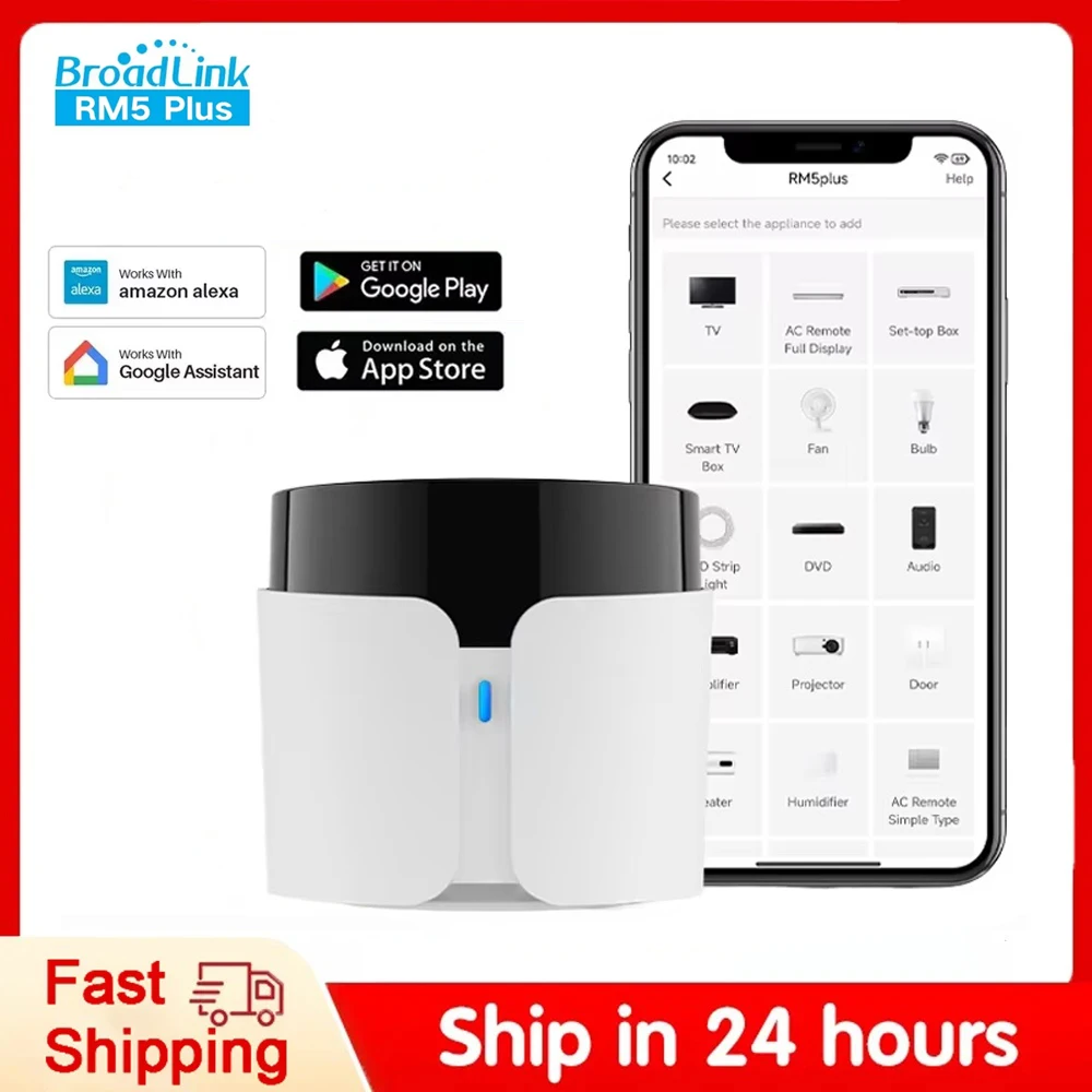 Broadlink RM5 Plus Universal Infrared Remote WiFi Smart Home Remote for TV AC Fans Voice Control Support Alexa Google Assistant