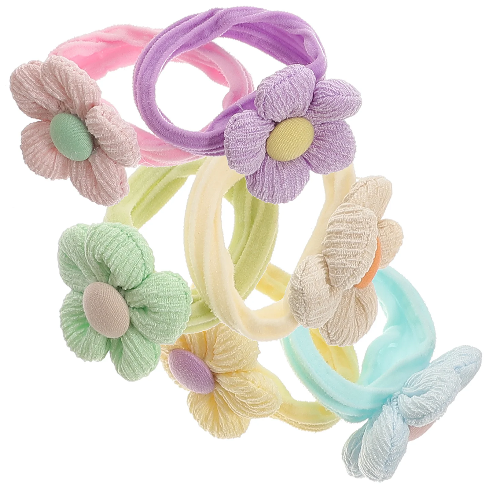 6 قطع من أربطة شعر الزهور المرنة للفتيات الصغيرات، ربطات شعر ناعمة ومريحة على شكل ذيل حصان، ربطات شعر صغيرة #6
