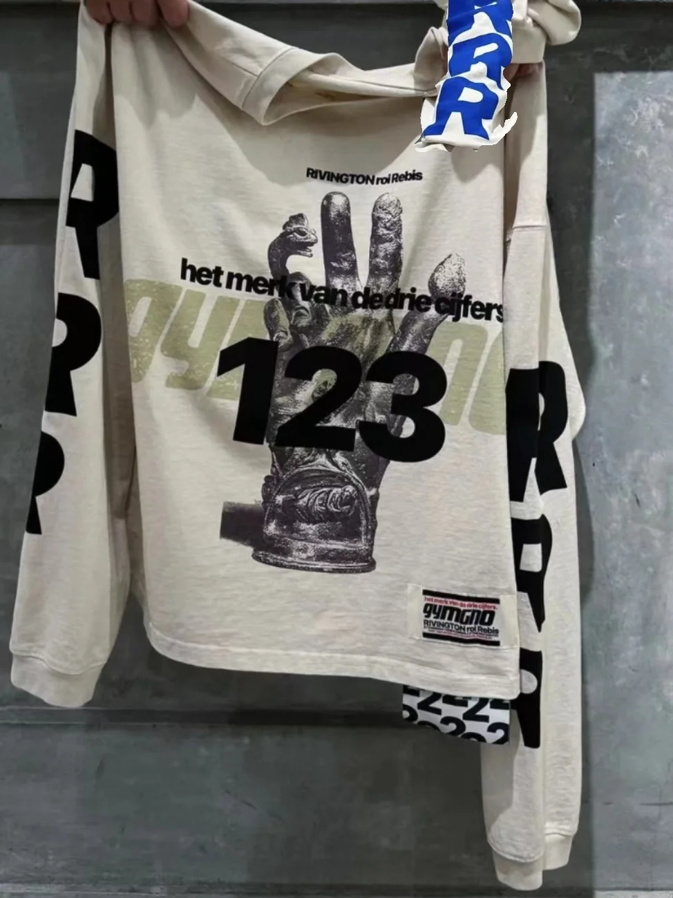 

Футболка RRR23 fiti Palm Long Sleeve Worn-In GymGnostic, хлопковая, молодежная, модная, с круглым вырезом, свободного кроя, для мужчин и женщин