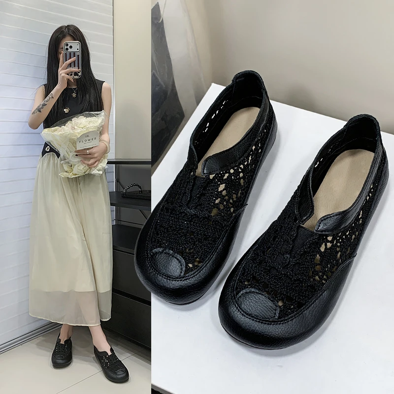 

Summer Sweet Sandals Women Closed Toe Breathable Women Shoes Soft Sole Lightweight Flat Sandals Lace Outdoor Casual Slides