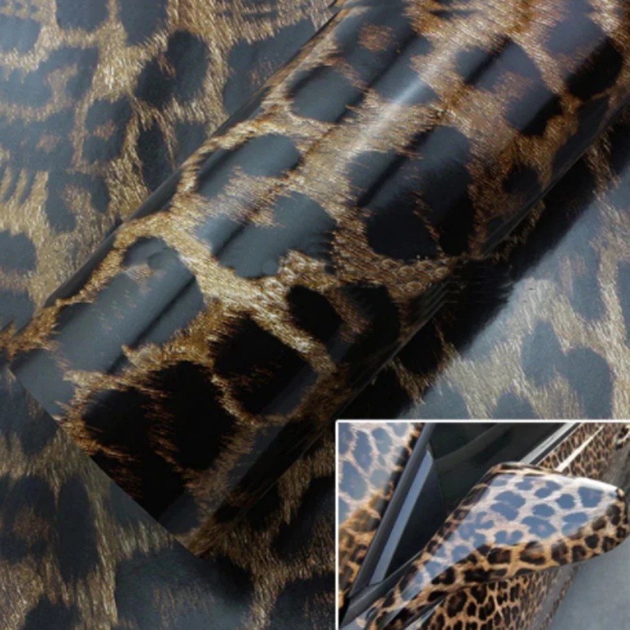 Premium Leopard Print Vinyl Wrap - Durable, Weather-Resistant Pvc Car & Motorcycle Decal, Easy Apply With Air Bubble Technology