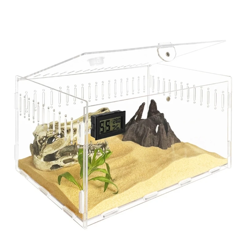 Insect Feeding Box Clear Container Acrylic Terrariums for Spiders Small Snake Reptiles Carriers Easy to Assemble DropShipping