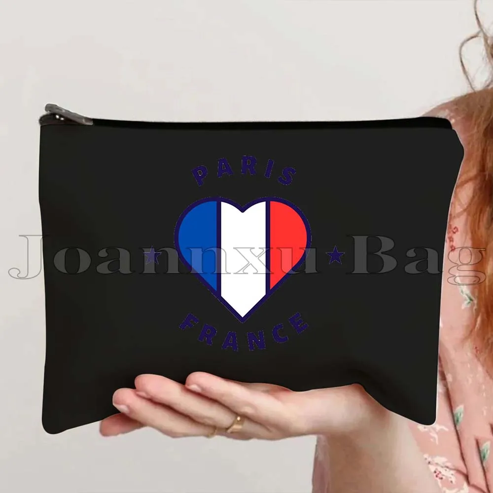 Floreale Parigi Torre Eiffel 2024 Love Heart Francia Regalo carino Tela Cosmetico Deposito Trucco Borsa da toilette Astuccio con cerniera