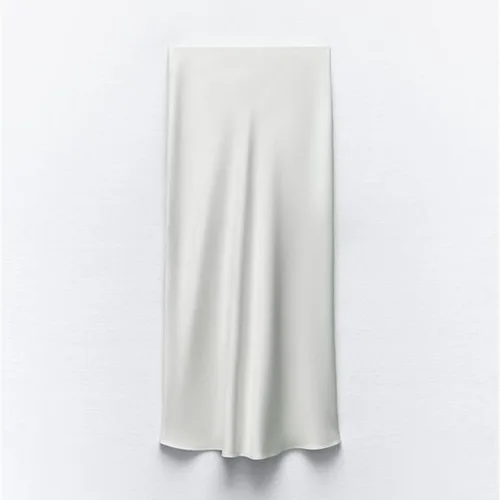 Imagen 2 del producto 2026 Falda larga informal sencilla para mujer, faldas acampanadas de cintura alta elásticas para primavera y verano, ropa de calle elegante, faldas de satén para mujer